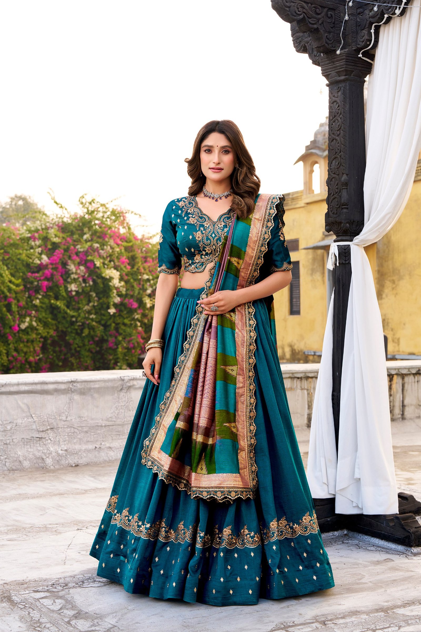 Designer Embroidered Lehenga Choli with Dupatta for Women