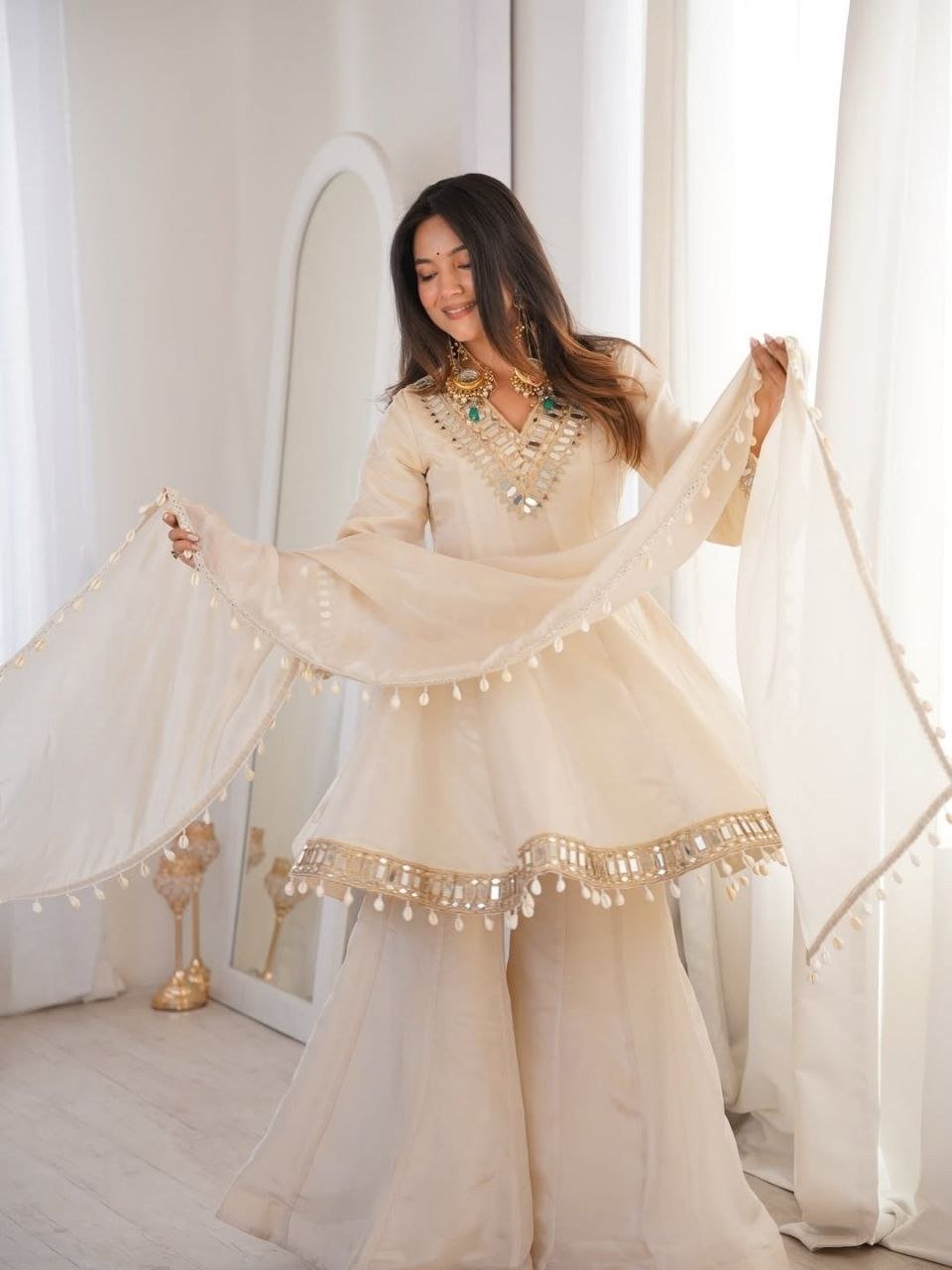 Designer Embroidered Sharara Suit with Dupatta | Festive & Party Wear | Nejadhari Fashion