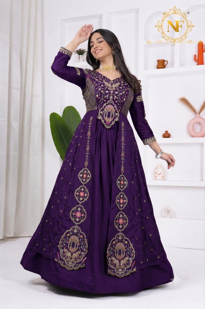 Women's  Embroidered Anarkali Gown – Premium Ethnic Party Wear Dress