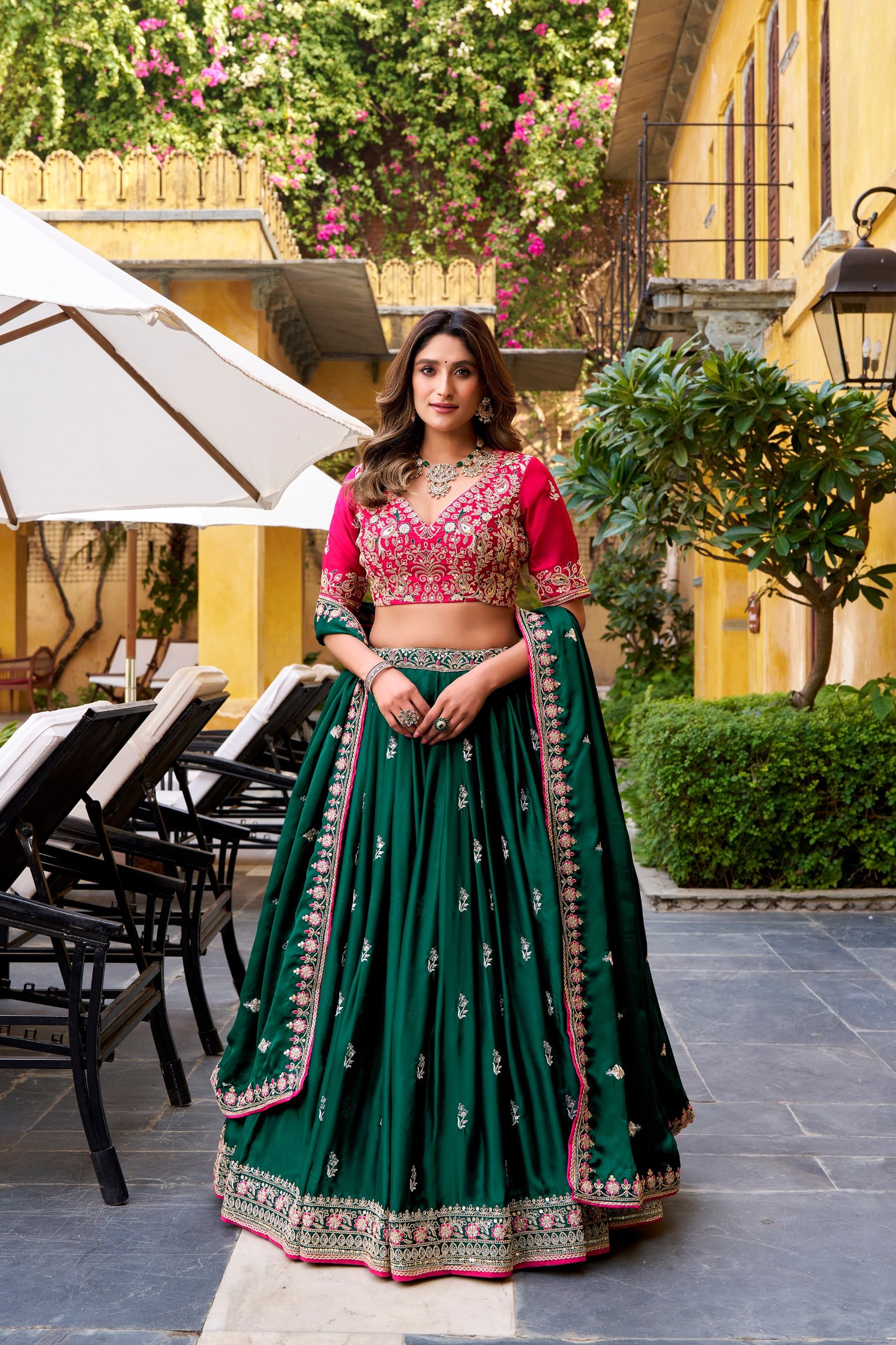 Designer Embroidered Lehenga Choli with Dupatta – Wedding & Festive Wear