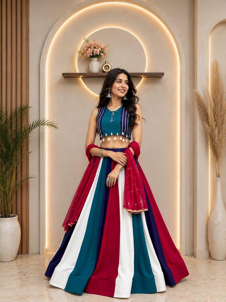 Designer Multi Stripe Lehenga Choli for Women | Festive, Navratri & Wedding Wear