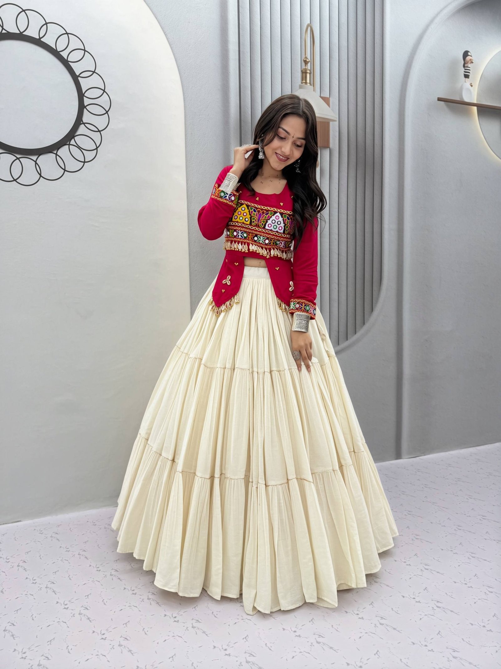 Designer Embroidered Chaniya Choli with Flared Skirt for Women